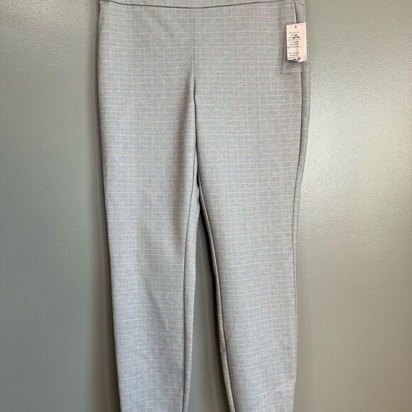 Nanette Lepore pull on grey white checkered ankle pants academia professional - Picture 15 of 16